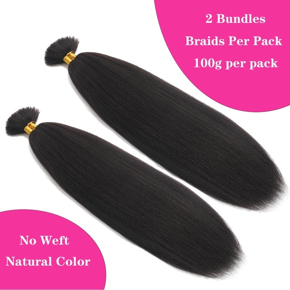 HUMAN HAIR 100g Kinky Straight Bulk Human Hair Unprocessed Brazilian No Weft 22” - Picture 4 of 16